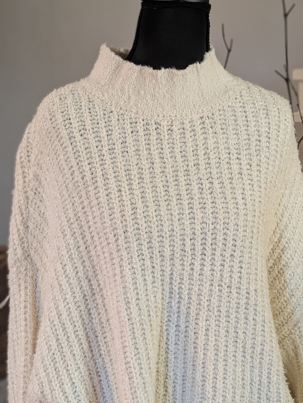 a.n.a Cream Chunky‎ Knit Sweater XXL Mock Neck Cozy Textured Oversized Pullover